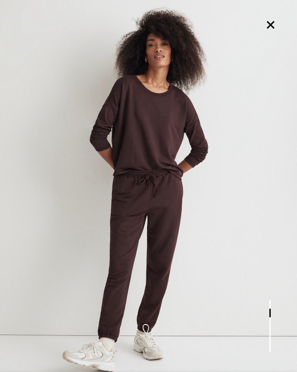 New Madewell Petite Superbrushed Easygoing Sweatpants Chocolate Raisin Size PXS